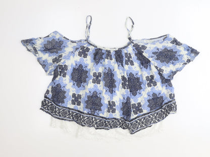 Womens UK Size 12 Select Blue Cropped Blouse