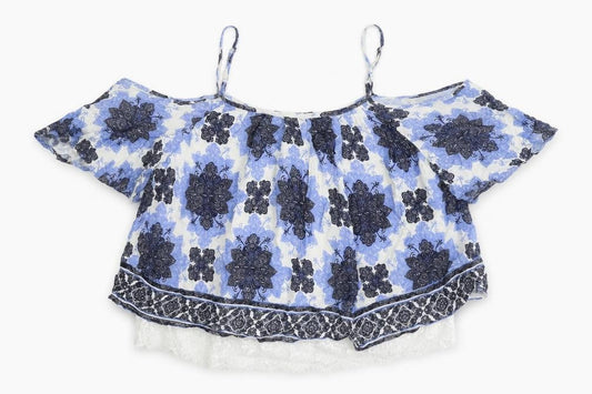 Womens UK Size 12 Select Blue Cropped Blouse