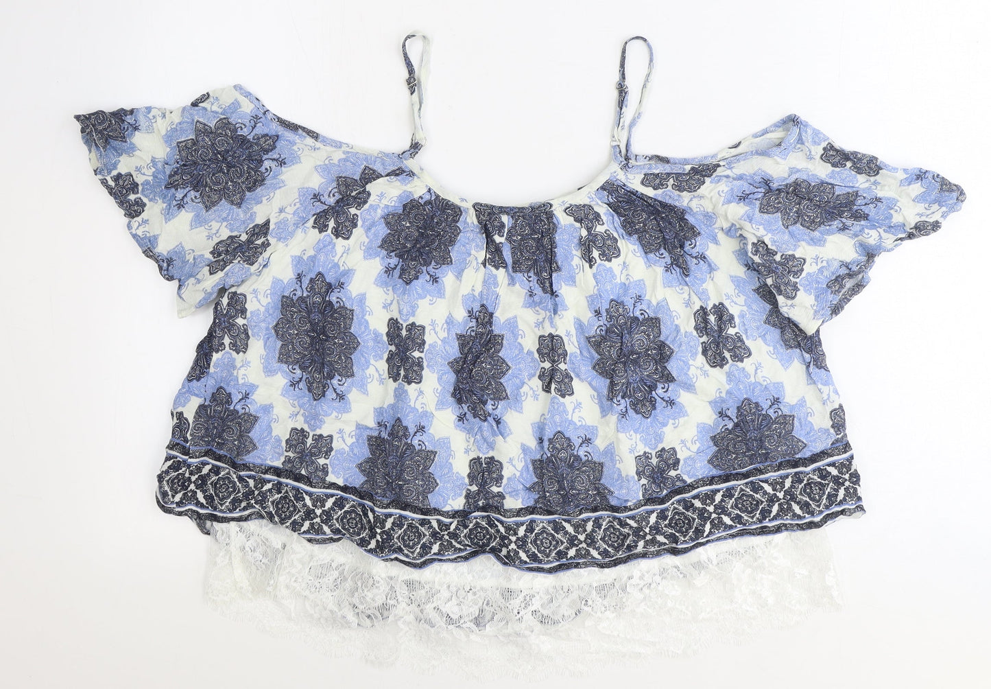 Womens UK Size 12 Select Blue Cropped Blouse