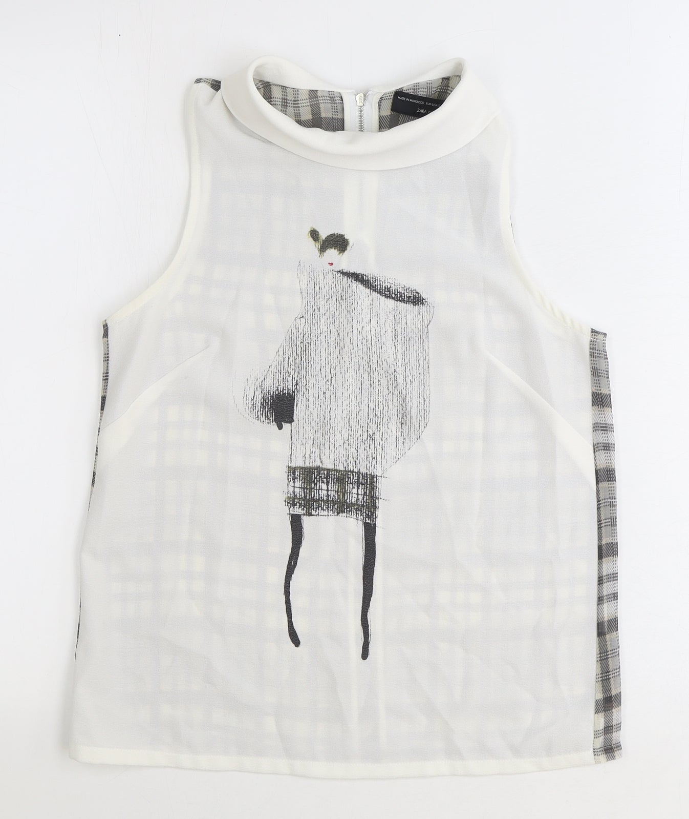 Womens UK Size S Zara White Basic Tank