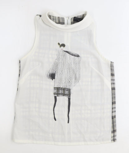 Womens UK Size S Zara White Basic Tank