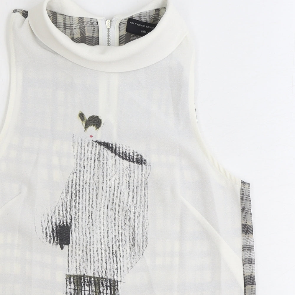 Womens UK Size S Zara White Basic Tank