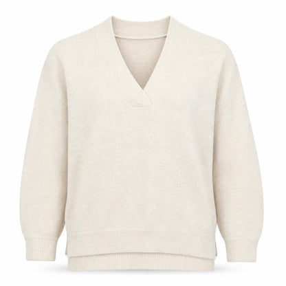 Collection Pimkie Womens Beige V-Neck Acrylic Pullover Jumper Size S
