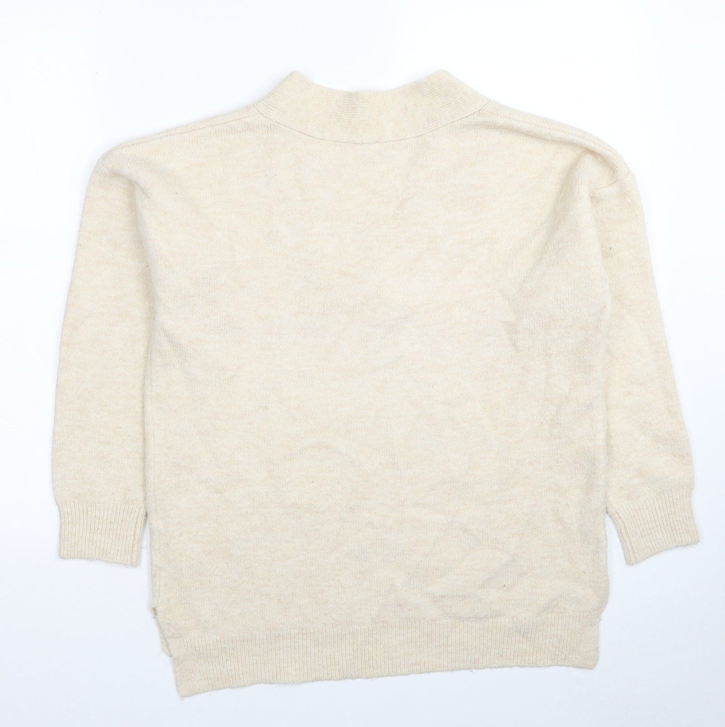 Collection Pimkie Womens Beige V-Neck Acrylic Pullover Jumper Size S
