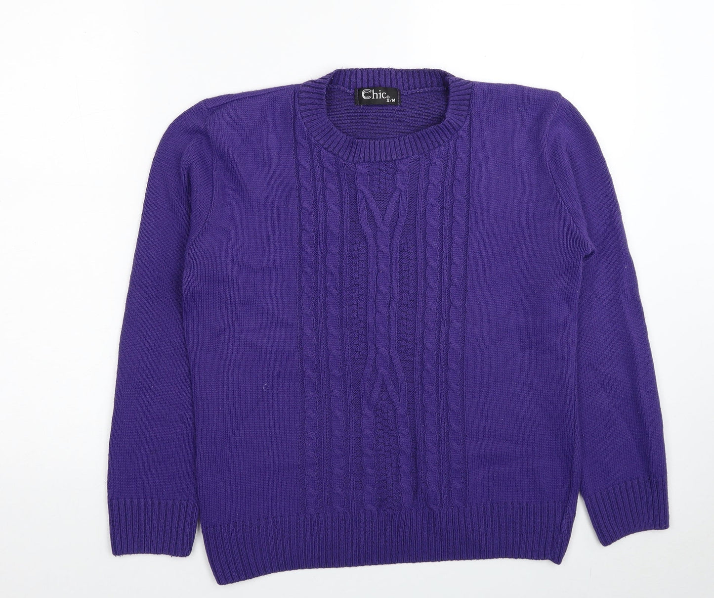 Womens UK Size S CHIC Purple Pullover Jumper