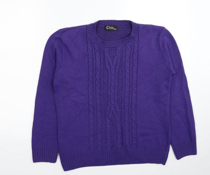 Womens UK Size S CHIC Purple Pullover Jumper