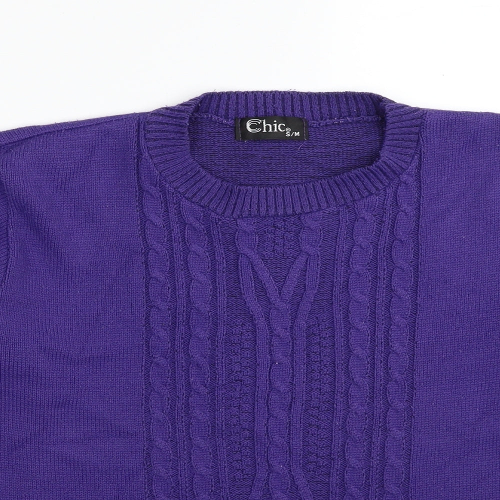 Womens UK Size S CHIC Purple Pullover Jumper