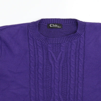 Womens UK Size S CHIC Purple Pullover Jumper