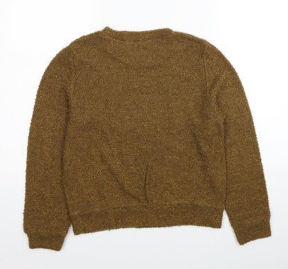 Blue Moon Womens Brown Round Neck Polyester Pullover Jumper Size M