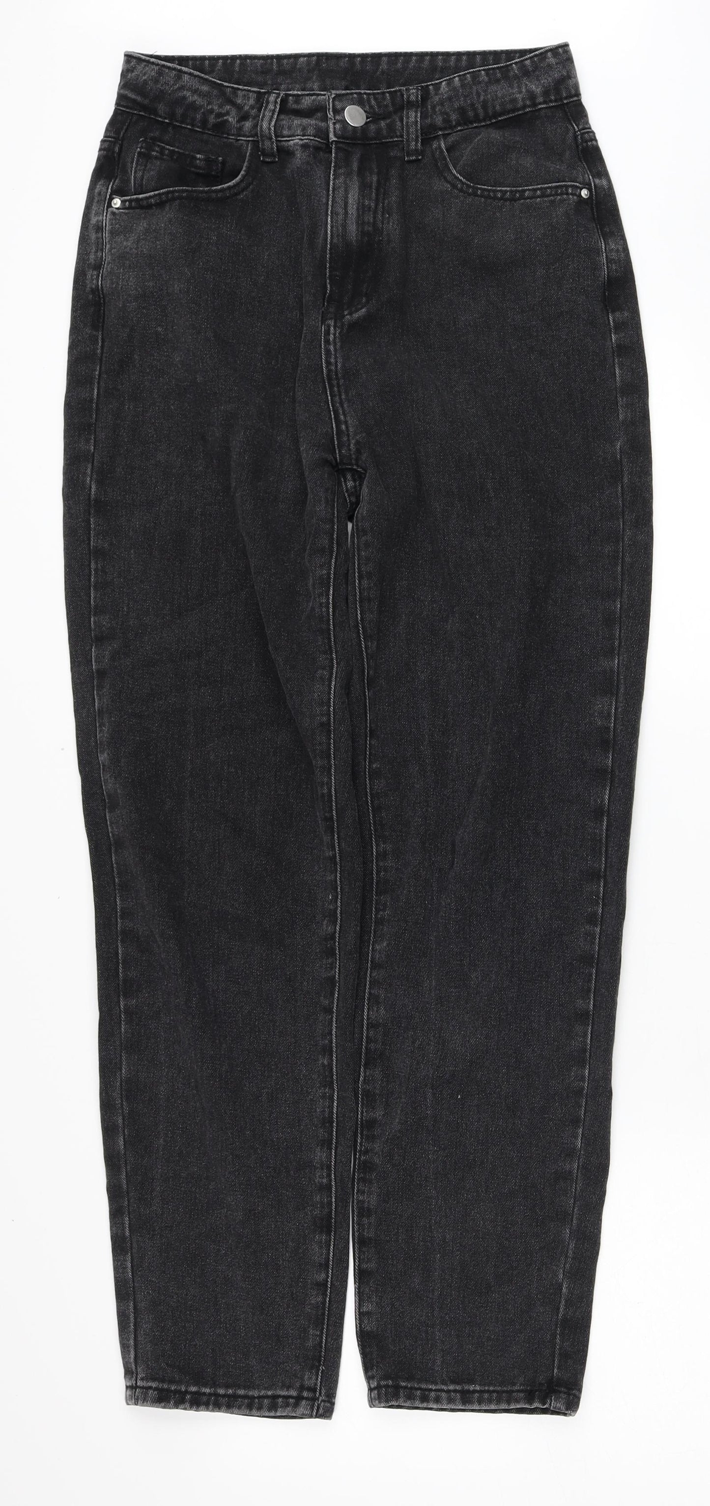 SheIn Womens Black Cotton Straight Jeans Size XS Regular Zip