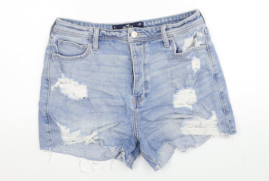 Hollister Womens Blue Cotton Cut-Off Shorts Size 29 in Regular Button - Distressed