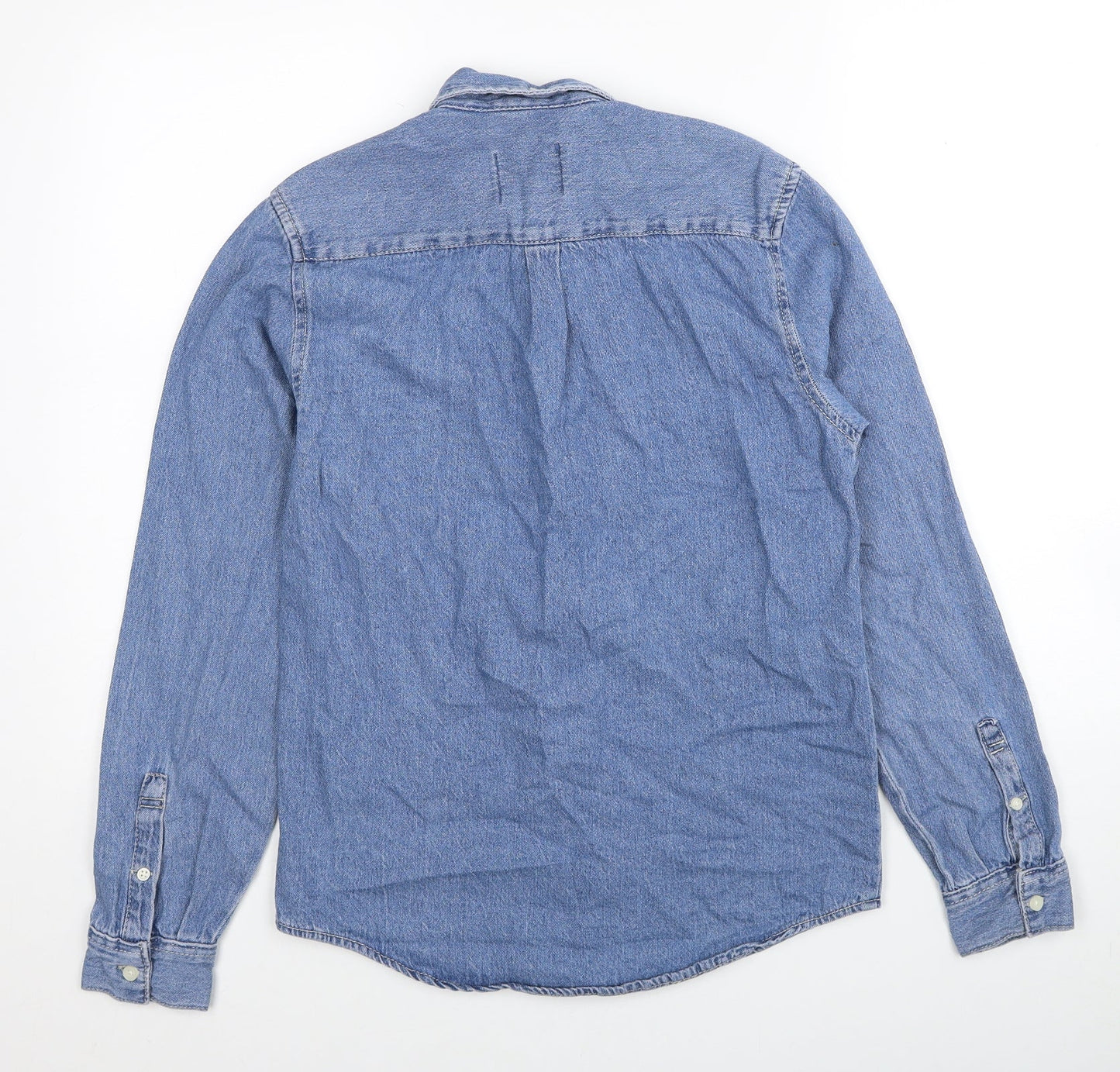 Primark Mens Blue Cotton Button-Up Size XS Collared Button