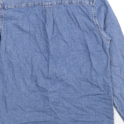 Primark Mens Blue Cotton Button-Up Size XS Collared Button