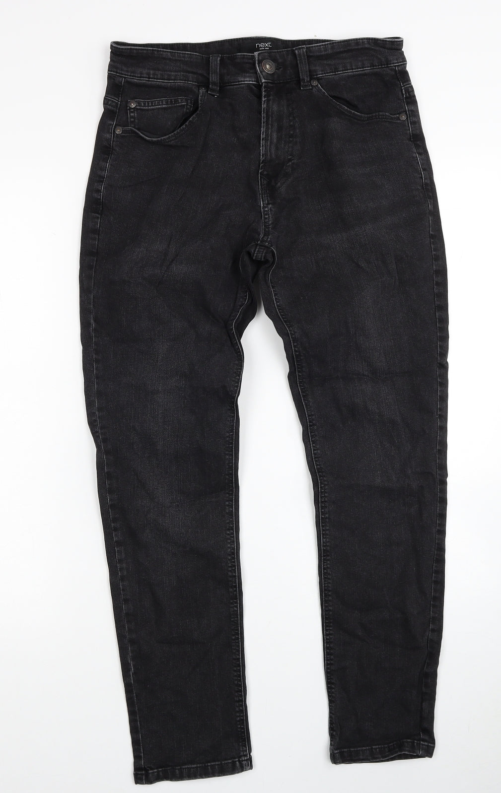 NEXT Womens Black Cotton Straight Jeans Size 30 in L31 in Regular Zip