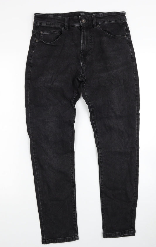 NEXT Womens Black Cotton Straight Jeans Size 30 in L31 in Regular Zip