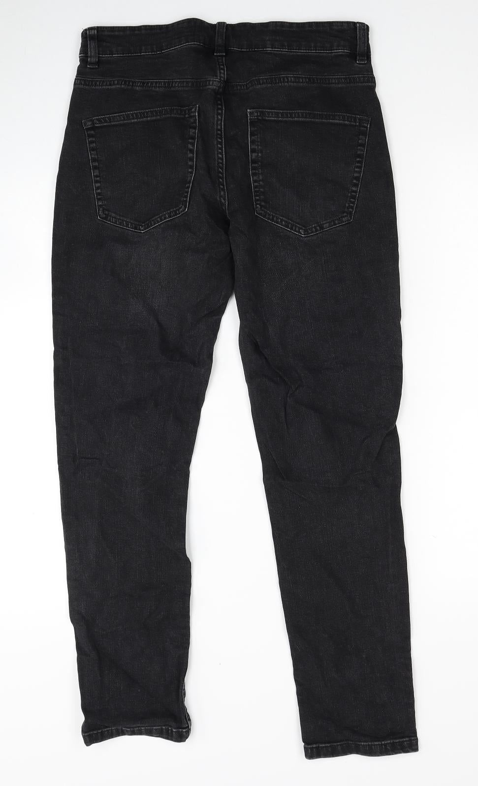 NEXT Womens Black Cotton Straight Jeans Size 30 in L31 in Regular Zip