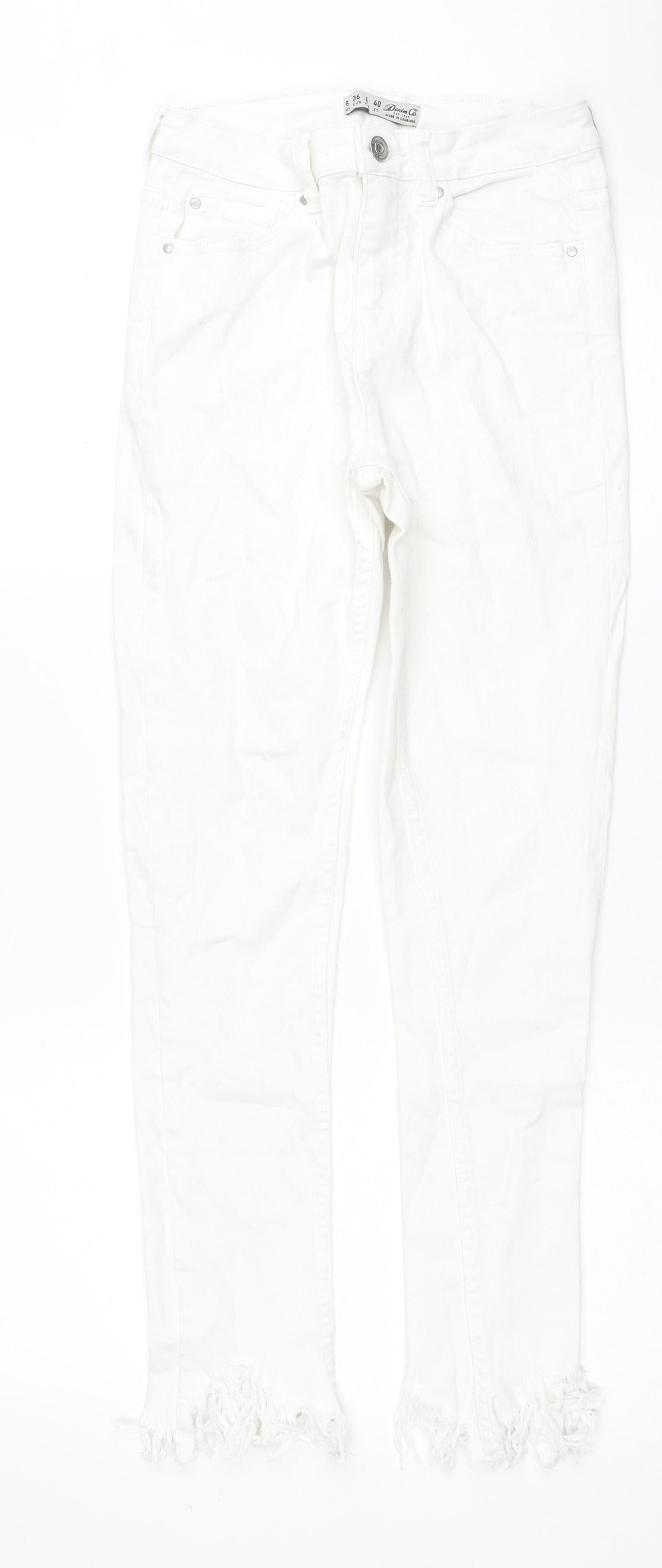 Denim & Co. Womens White Cotton Skinny Jeans Size 8 Regular Zip