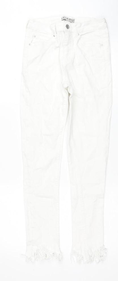 Denim & Co. Womens White Cotton Skinny Jeans Size 8 Regular Zip