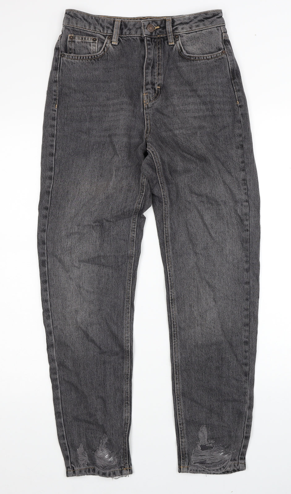 Topshop Womens Black Cotton Straight Jeans Size 26 in L32 in Regular Zip