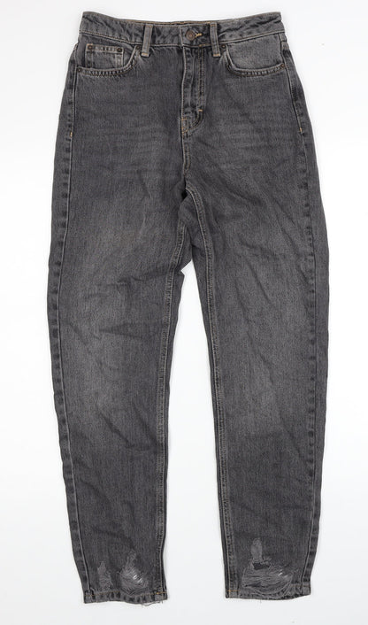 Topshop Womens Black Cotton Straight Jeans Size 26 in L32 in Regular Zip