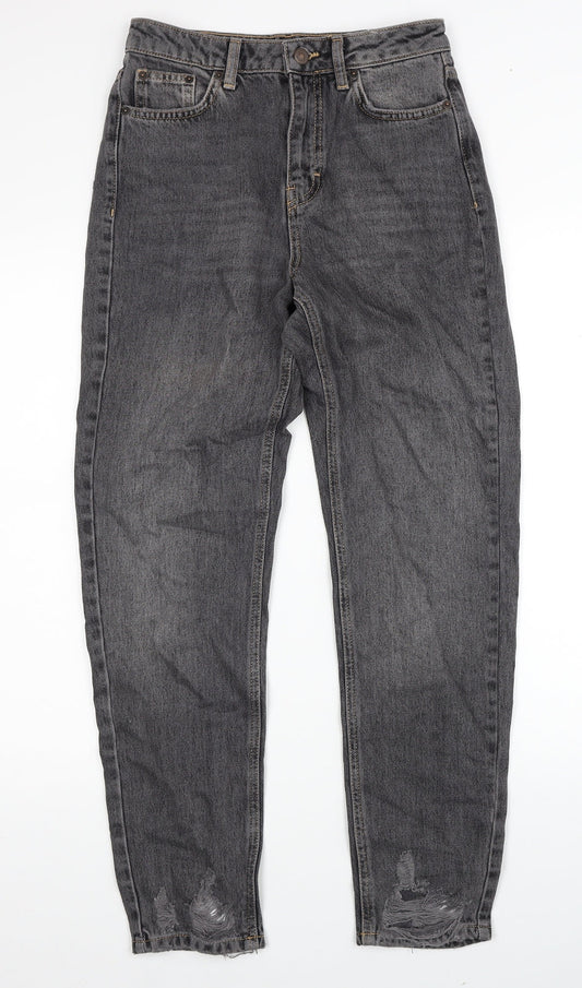 Topshop Womens Black Cotton Straight Jeans Size 26 in L32 in Regular Zip