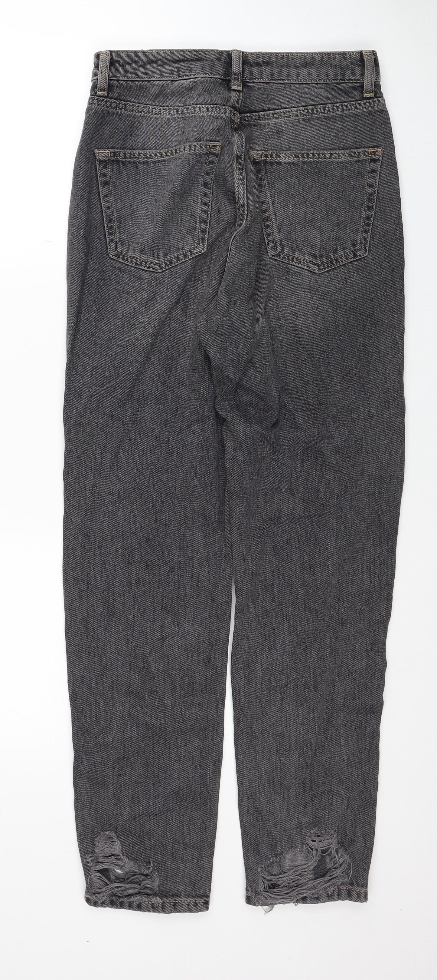 Topshop Womens Black Cotton Straight Jeans Size 26 in L32 in Regular Zip