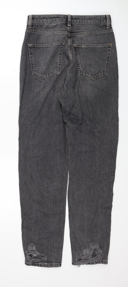 Topshop Womens Black Cotton Straight Jeans Size 26 in L32 in Regular Zip