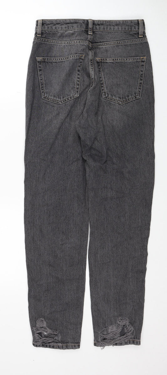 Topshop Womens Black Cotton Straight Jeans Size 26 in L32 in Regular Zip