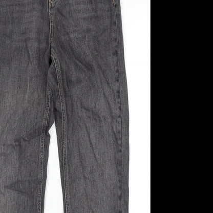Topshop Womens Black Cotton Straight Jeans Size 26 in L32 in Regular Zip