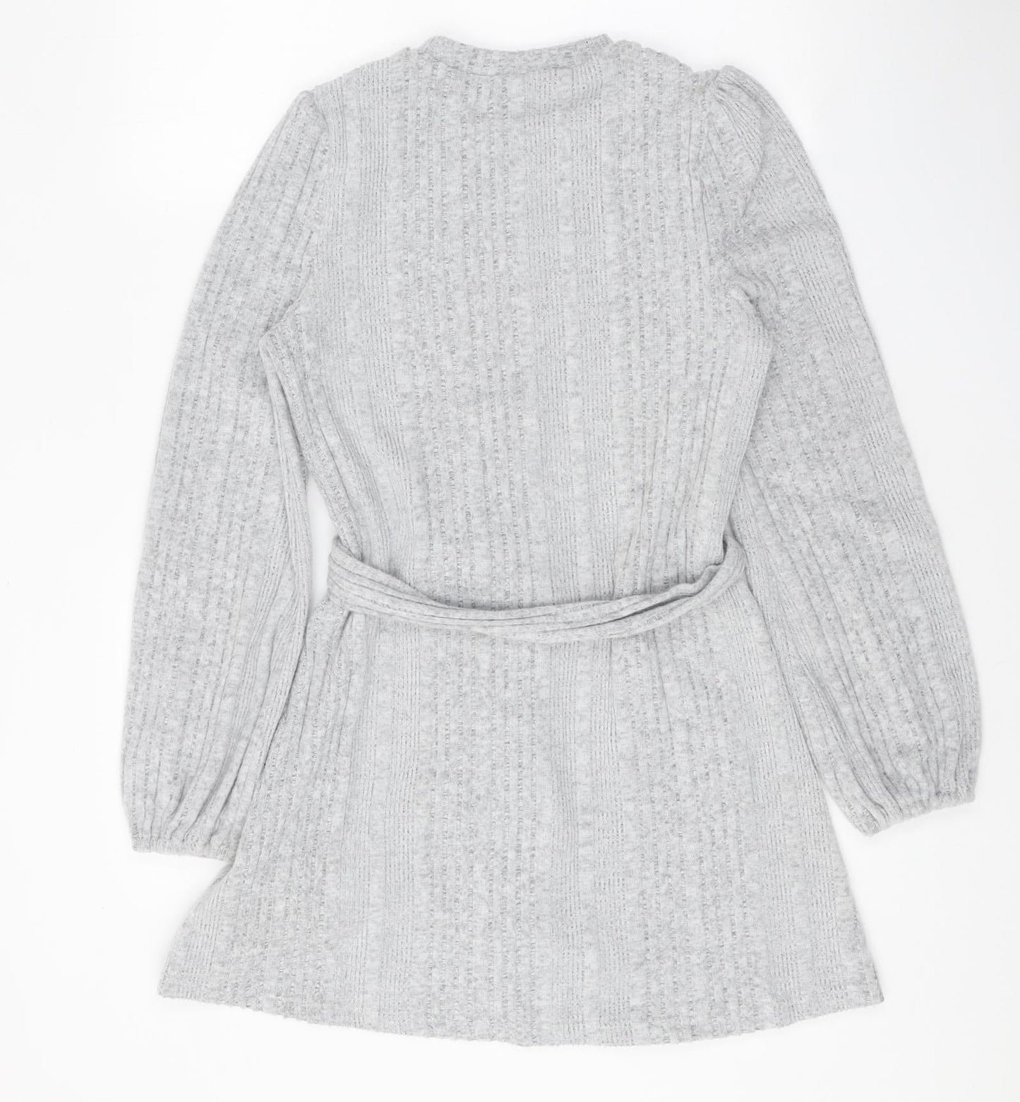 SheIn Womens Grey Polyester A-Line Size XS Round Neck Tie