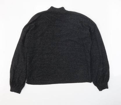 Stradivarius Womens Grey High Neck Viscose Pullover Jumper Size S