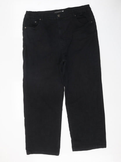 Pegasus Womens Black Cotton Straight Jeans Size 34 in Regular Zip