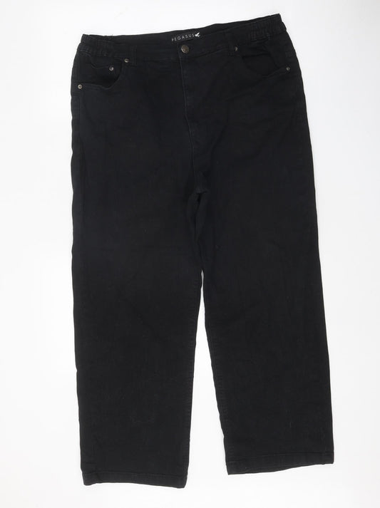 Pegasus Womens Black Cotton Straight Jeans Size 34 in Regular Zip