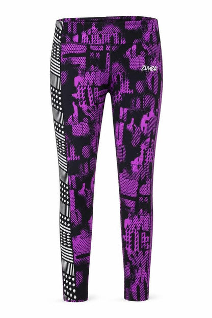 Preworn Womens Purple Geometric Polyester Compression Leggings Size 29 in Regular Pullover