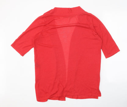 George Womens Red V-Neck Polyester Shrug Jumper Size 16