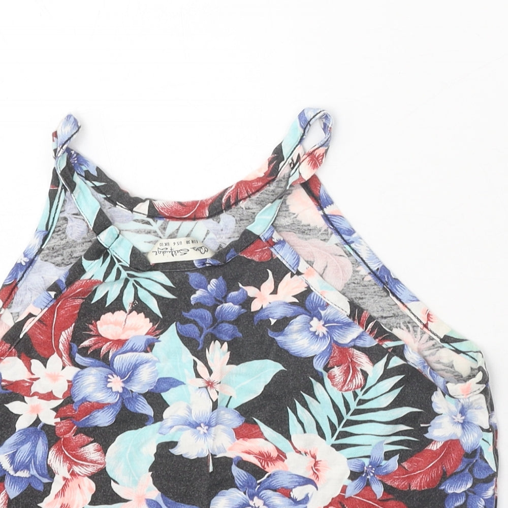 Miss Selfridge Womens Multicoloured Geometric Viscose Basic Tank Size 10 Round Neck - Tropical Print