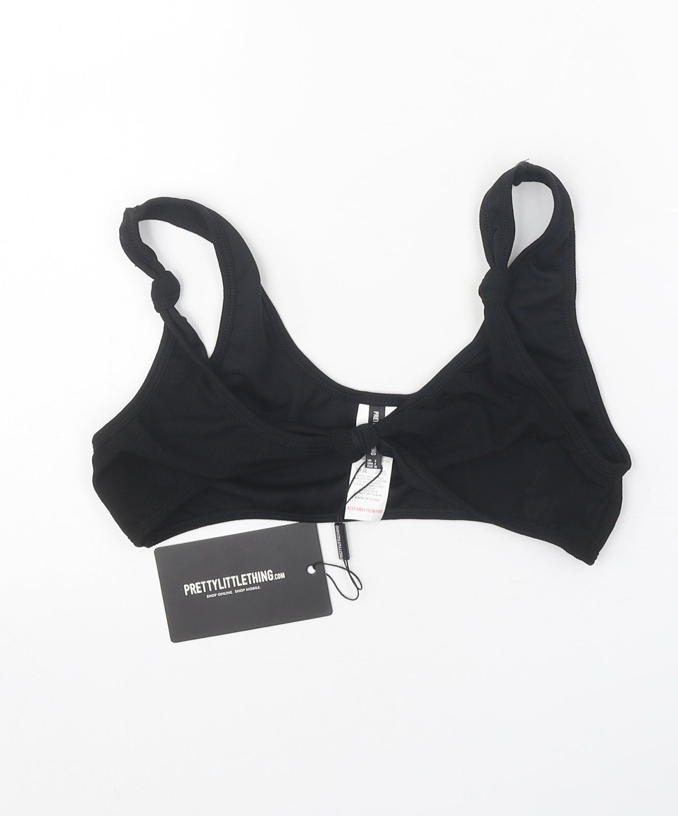 PRETTYLITTLETHING Womens Black Polyamide Top Size 8