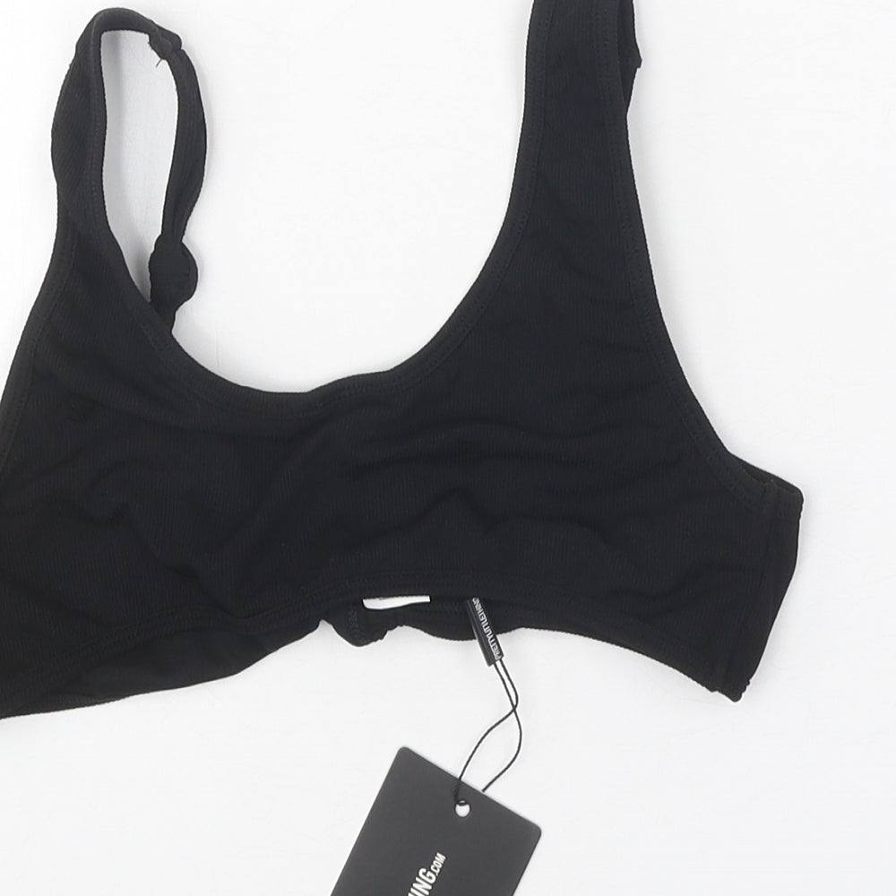 PRETTYLITTLETHING Womens Black Polyamide Top Size 8