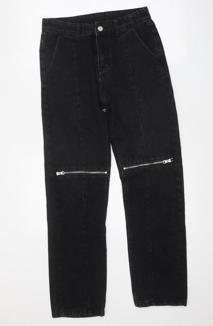Womens UK Size 27 in Preworn Regular Fit Straight Black Jeans