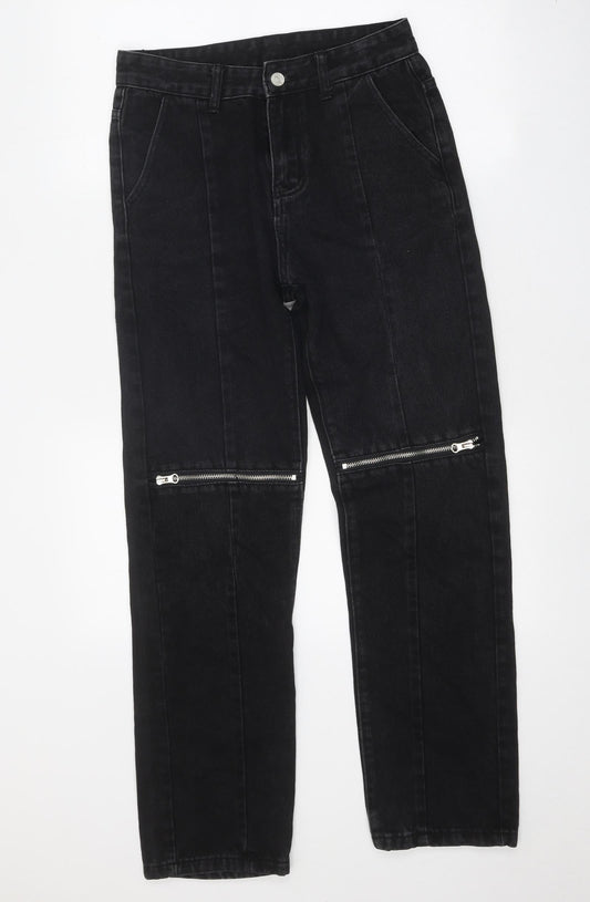 Womens UK Size 27 in Preworn Regular Fit Straight Black Jeans