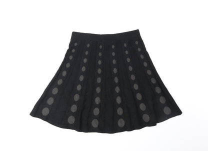 H&M Womens Black Geometric Acrylic A-Line Skirt Size XS