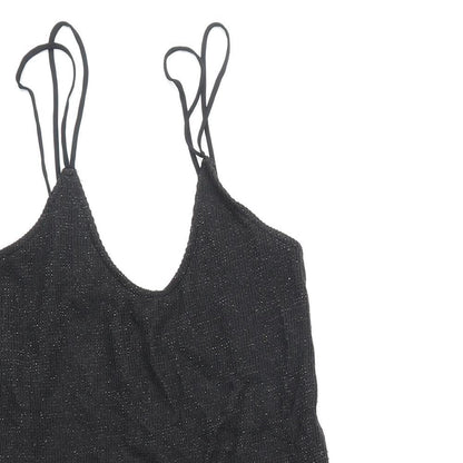 MNG Womens Black Polyester Bodysuit One-Piece Size S Snap