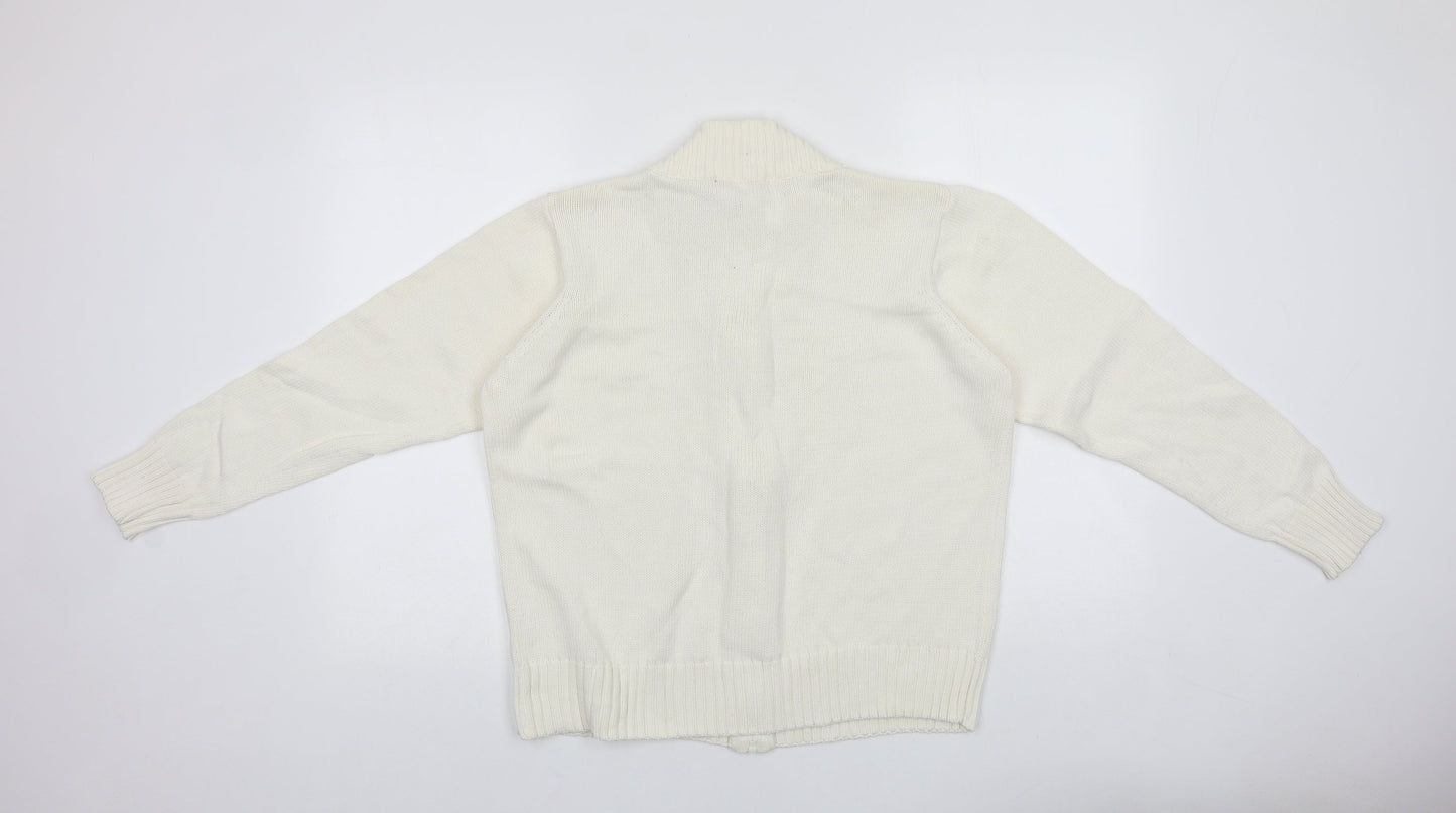 Womens UK Size 18 ISLE White Full Zip Jumper