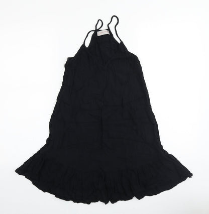 Rare Bird Womens Black Cotton Tank Dress Size 8 V-Neck Pullover