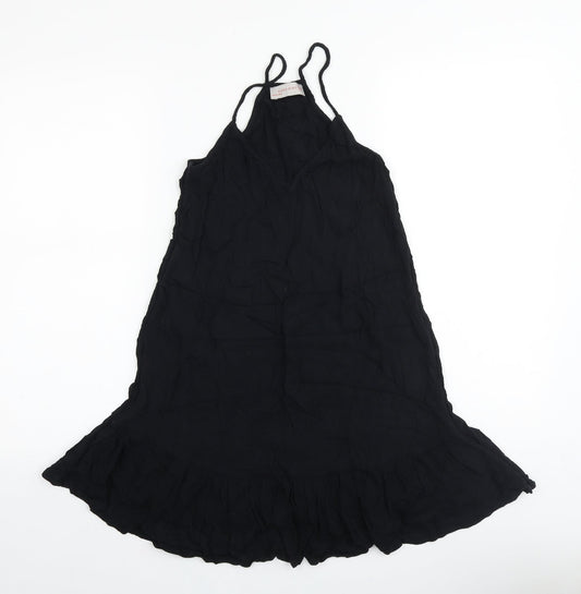 Rare Bird Womens Black Cotton Tank Dress Size 8 V-Neck Pullover