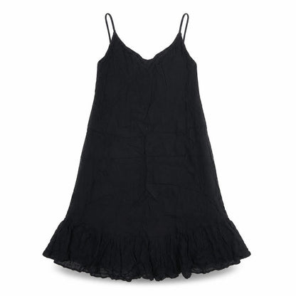 Rare Bird Womens Black Cotton Tank Dress Size 8 V-Neck Pullover