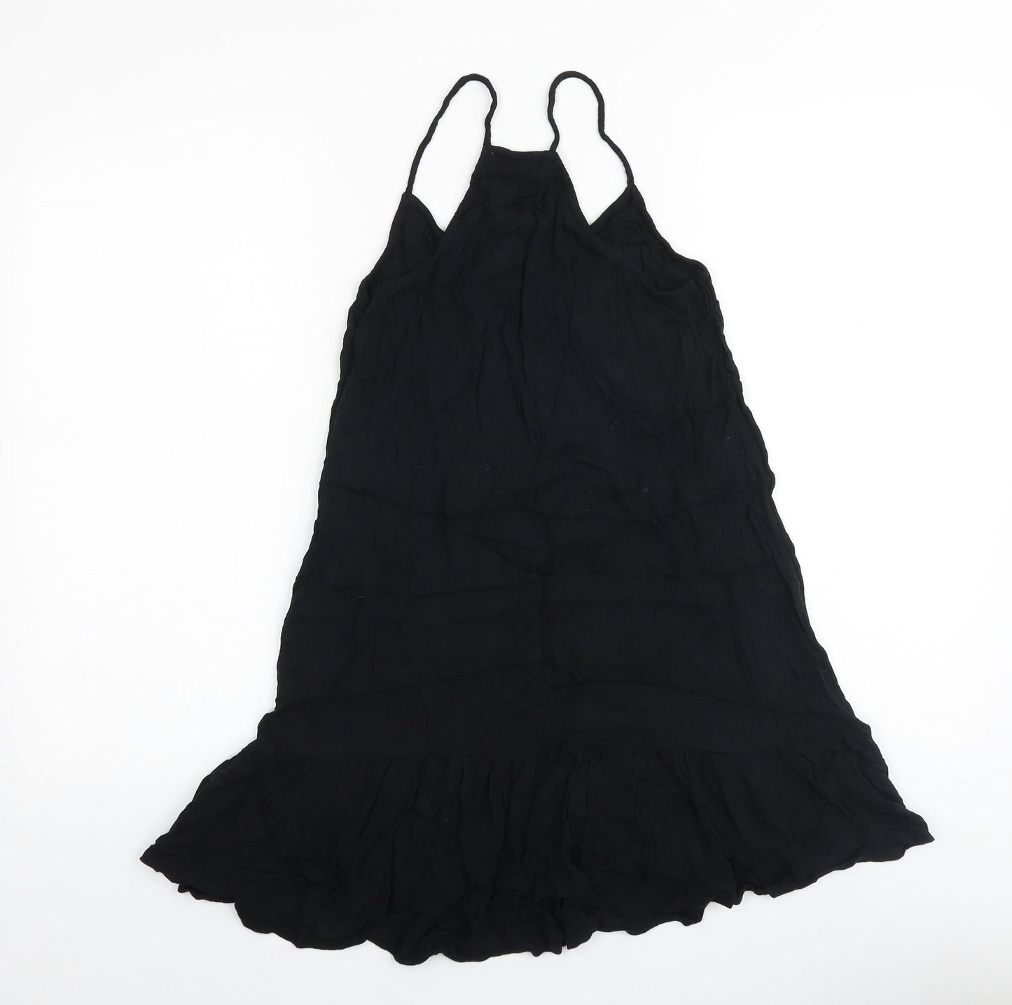 Rare Bird Womens Black Cotton Tank Dress Size 8 V-Neck Pullover