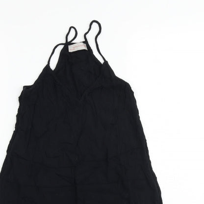 Rare Bird Womens Black Cotton Tank Dress Size 8 V-Neck Pullover