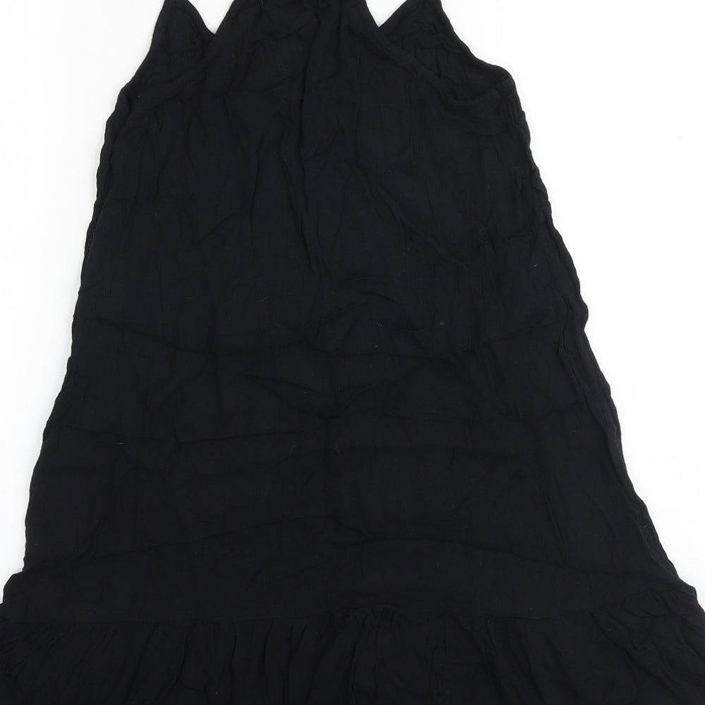 Rare Bird Womens Black Cotton Tank Dress Size 8 V-Neck Pullover