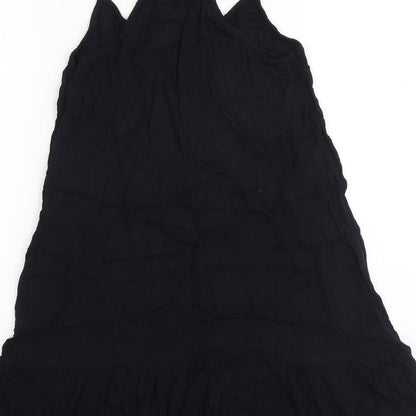 Rare Bird Womens Black Cotton Tank Dress Size 8 V-Neck Pullover